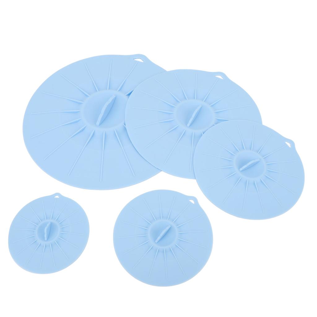 Silicone Lid Set Heat Resistant Reusable Microwave Splatter Cover Food Suction Lid for Bowls Pots Pans 5pcs