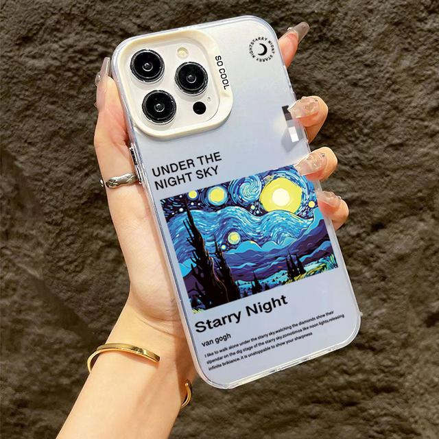 

Ван Гог Матовая Лазерная Масляная Живопись Телефон 16 14 15 Для iPhone 13 12 11 Pro Max Чехол-накладка Funda For iPhone 13 Pro белый дыма