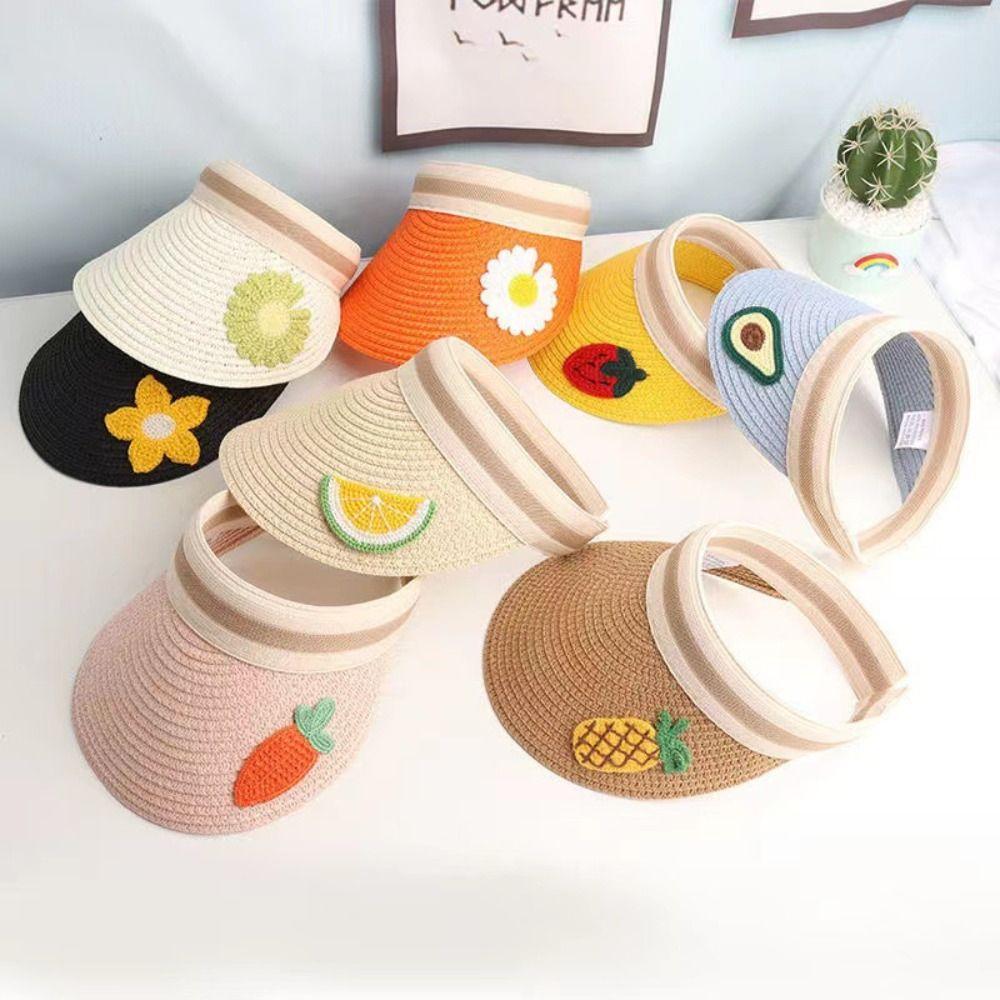 

Straw Braid Children Sun Caps Sunscreen Baby Visor Hat Outdoor Kids Summer Straw Hat Summer