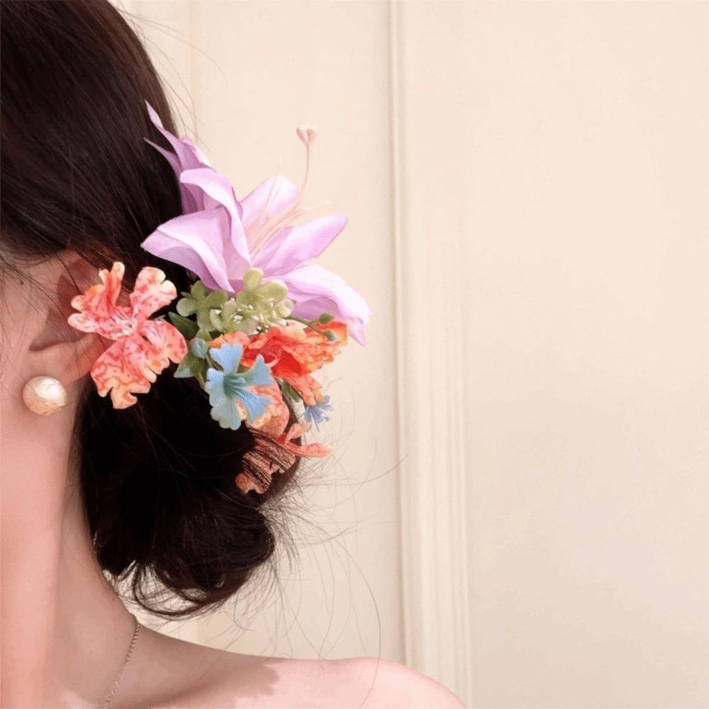 Fairy Thai Hair Fork Simulation Flower Bride Hair Accessories Headwear Flower Hair Stick  Beach