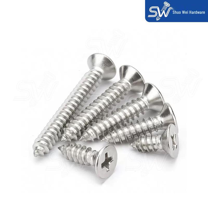 Закаленные оцинкованные саморезы по дереву с потайной головкой под крестовую отвертку. M3X12 White Plated