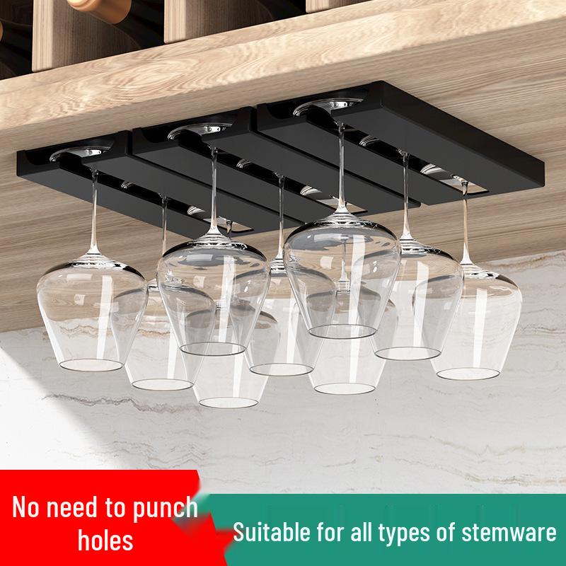 Obrácený stojan na sklenice na víno: Závěsný držák na hrnky do kuchyně a baru bez nutnosti vrtání