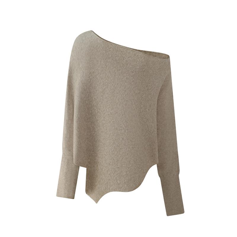 Andy Velvet, Gentle Wind Sweater Women's Autumn and Winter 2025 New Solid Color Diagonal Neck Warm Knitted Sweater