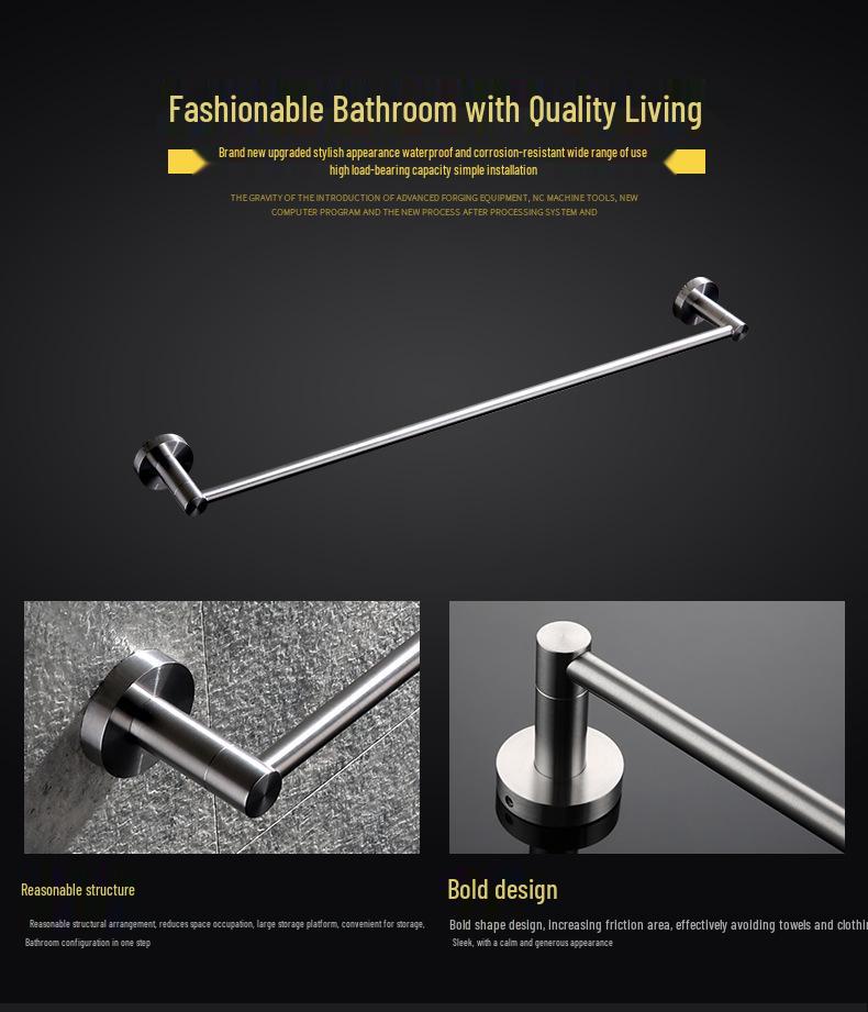 60 Series Model 304 Stainless Steel Wall-Mounted Towel Rack with Mirror Finish & Towel Ring