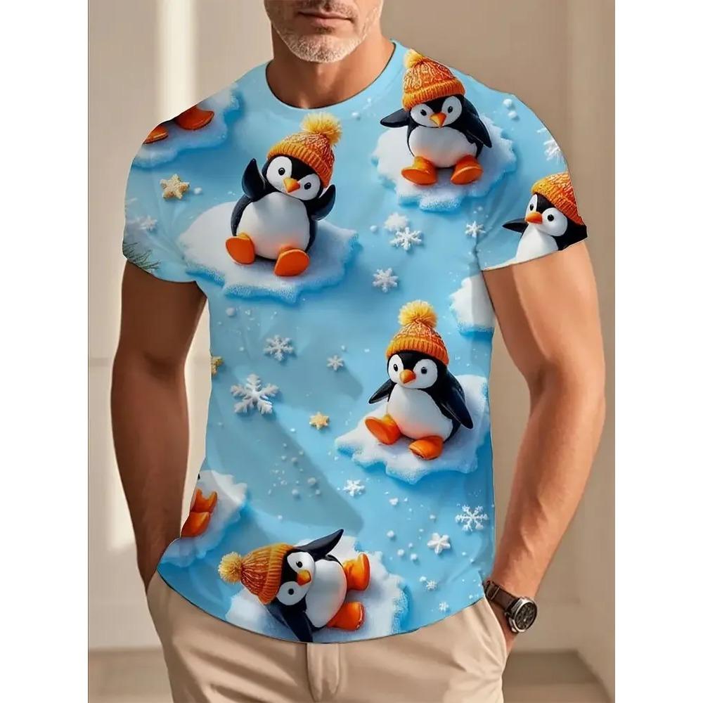 Summer Creative 3D Printed Short Sleeved T-shirt Fashionable Comfortable Soft Breathable Large Loose Mens T-shirt