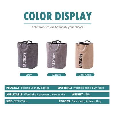Laundry Basket Dorm Linen Collapsible Fabric Laundry Hamper with Drawstring Handle Portable Folding Dirty Clothes Bag Bathroom