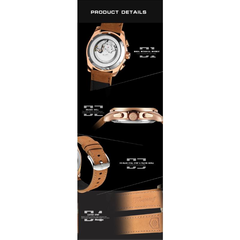 Forsing Men's Fashion Leisure Mechanical Machine Multifunctional Mechanical Watch