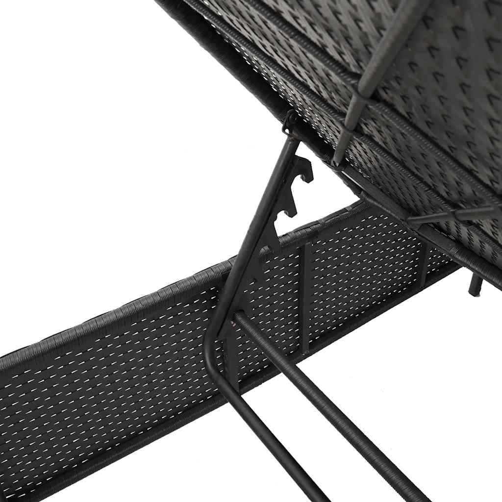 3 Piece Sun Lounger Set with Cushions Black Poly Rattan
