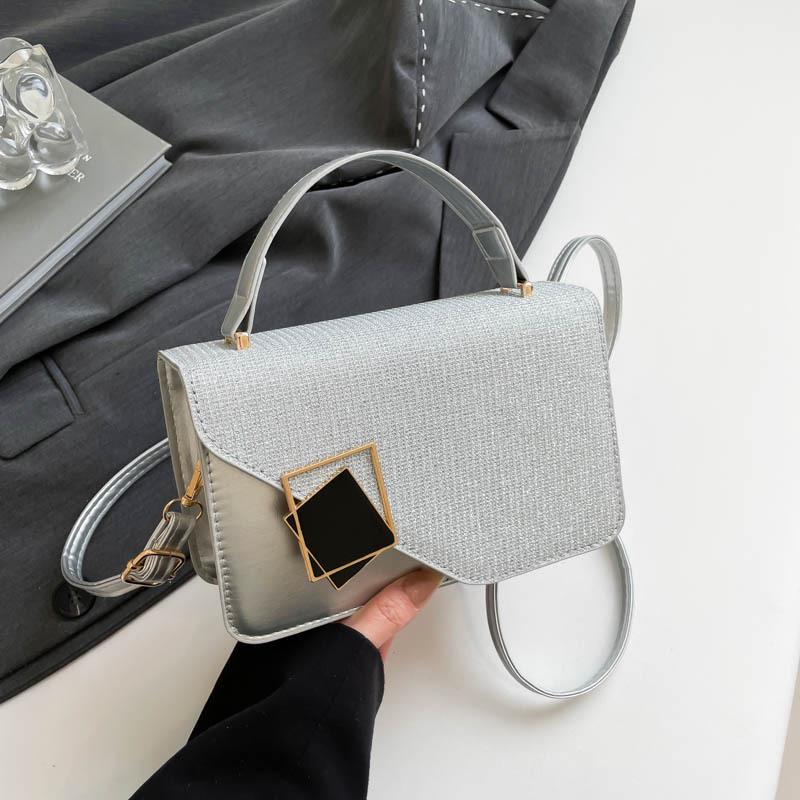 

2025 new trendy foreign style splicing texture casual large capacity fashionable texture portable shoulder crossbody small square bag