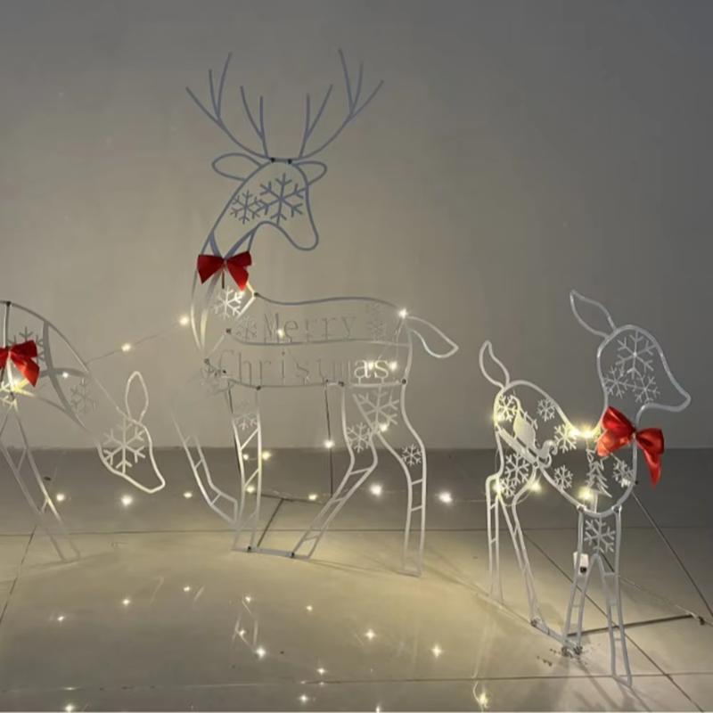 2025 Christmas New Outdoor Decoration Led Light Iron  Deer Horticulture Lawn Decoration  Outdoor Christmas Decoration