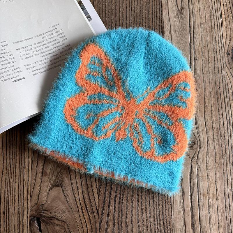 Knitted Butterfly Faux Mink Hat For Women Winter Warmth And Windproof Comfort