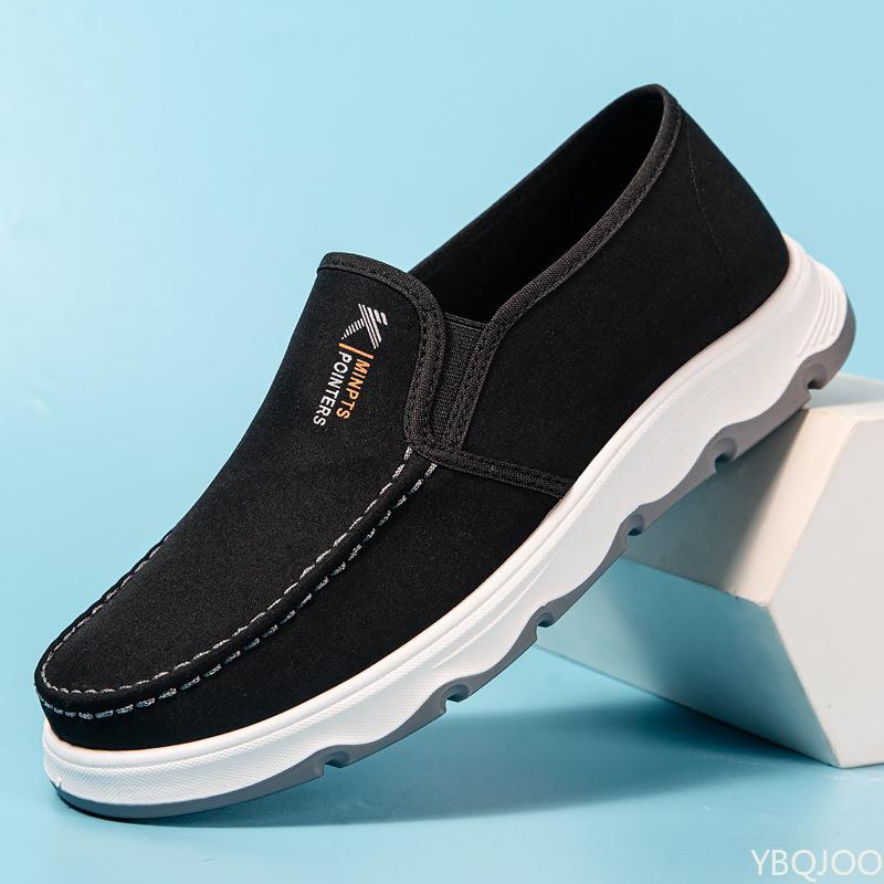 Men's Breathable Canvas Shoes Soft soled middle aged shoes Comfortable driving non slip Loafers Casual light Male flats Homme