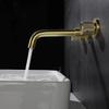 Bathroom Basin Faucet Brushed Gold/Black 2-Handle 3-Hole Wall Mounted Bathroom Sink Faucet Knurling Handle