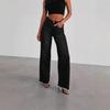 Neue Damen Vintage Gewaschene Gerade Bein Jeans, Lockere Passform Breite Beine Bodenlange Denim Hosen für Lässige Streetwear