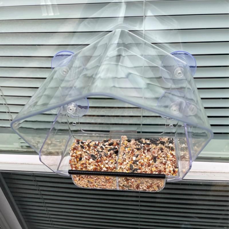 Transparent Window-Mounted Hummingbird Feeder With Strong Suction Cup Small Birds Outdoor Use