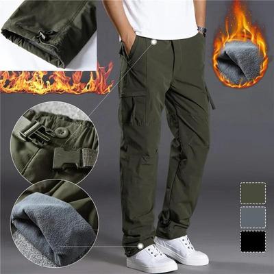 Herbst und Winter Übergröße Herren Verdickte und Gefütterte Arbeitshosen Wasserdicht Outdoor Hundert Warm Kälteabweisend Winddicht Lässige Arbeitshosen