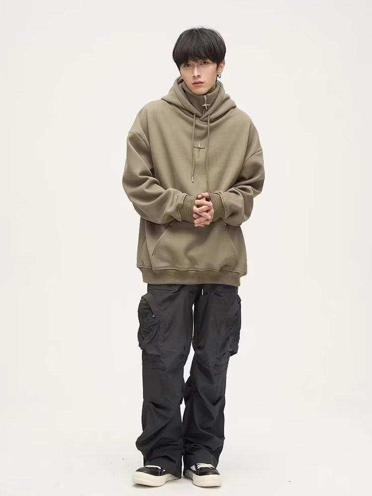 Men's High-End American Artistic Half-Zip Street Style Hoodie