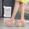 Fashion Plus Size 34-43 Shoes for Women Summer 2024 Rainbow Wedge Sandals Open Toe Sandalias Platform High Heel Casual Roman Women Shoes