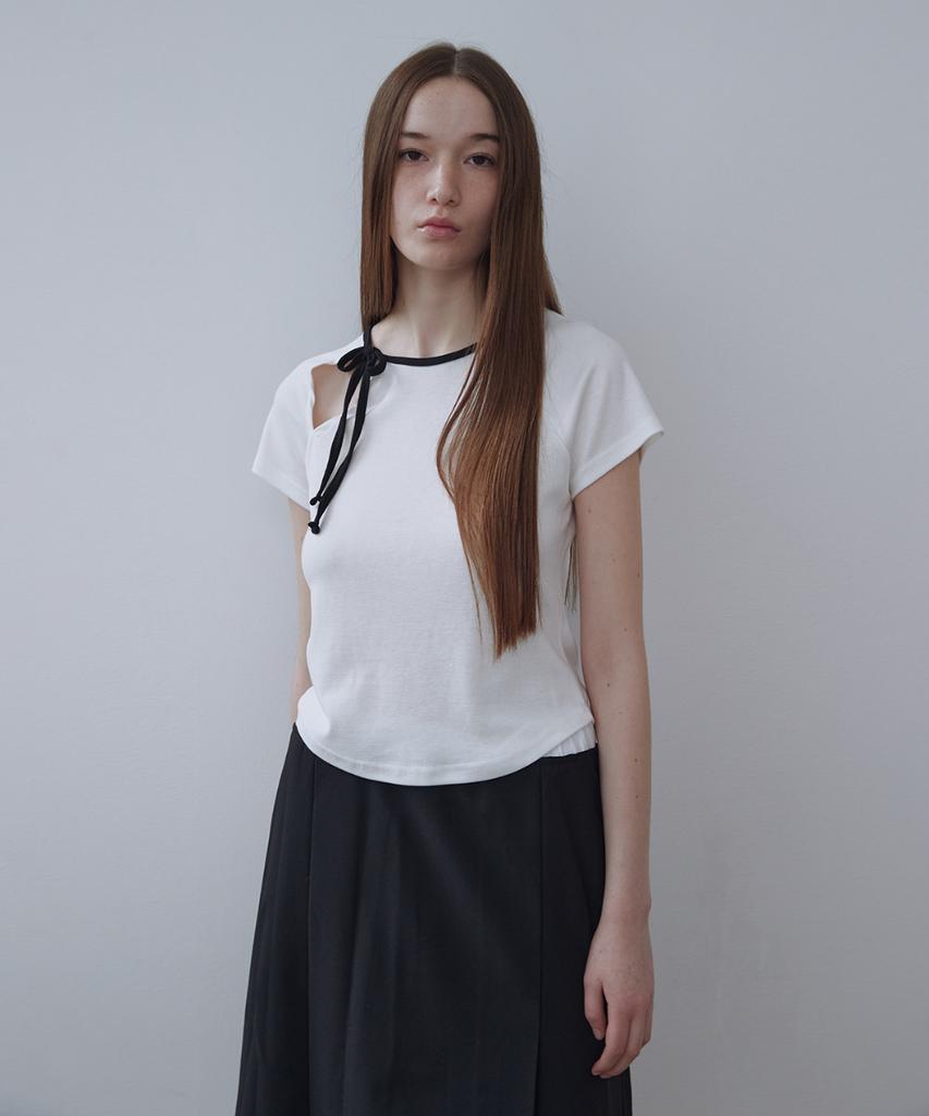 TWENTY FOUR T Two-Way Ribbon T-Shirt White