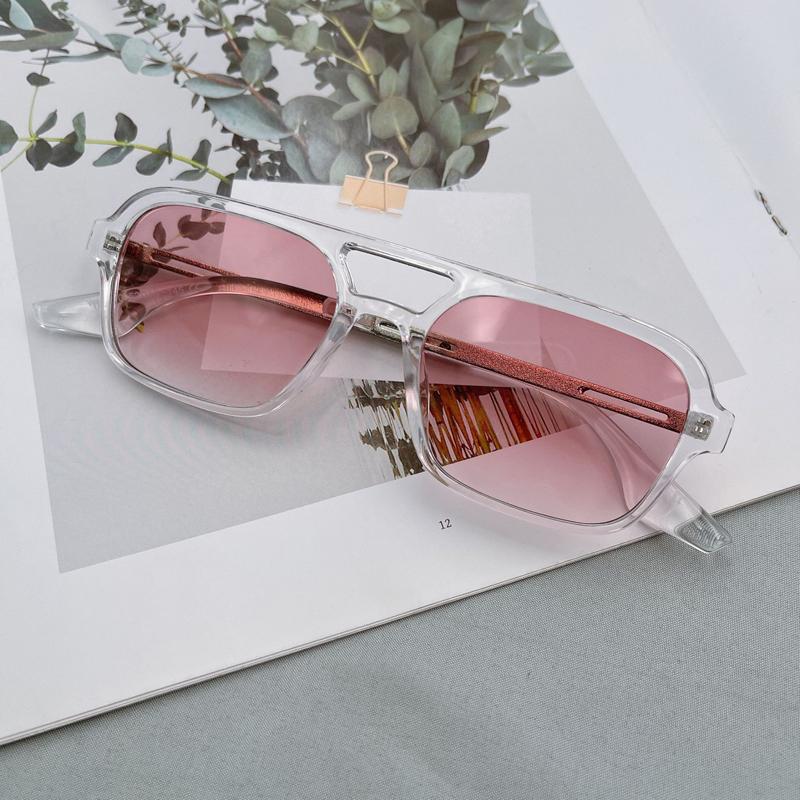 Retro Square Sunglasses Men Women Unisex Fashion Double Beam Trendy European American Style UV Protection