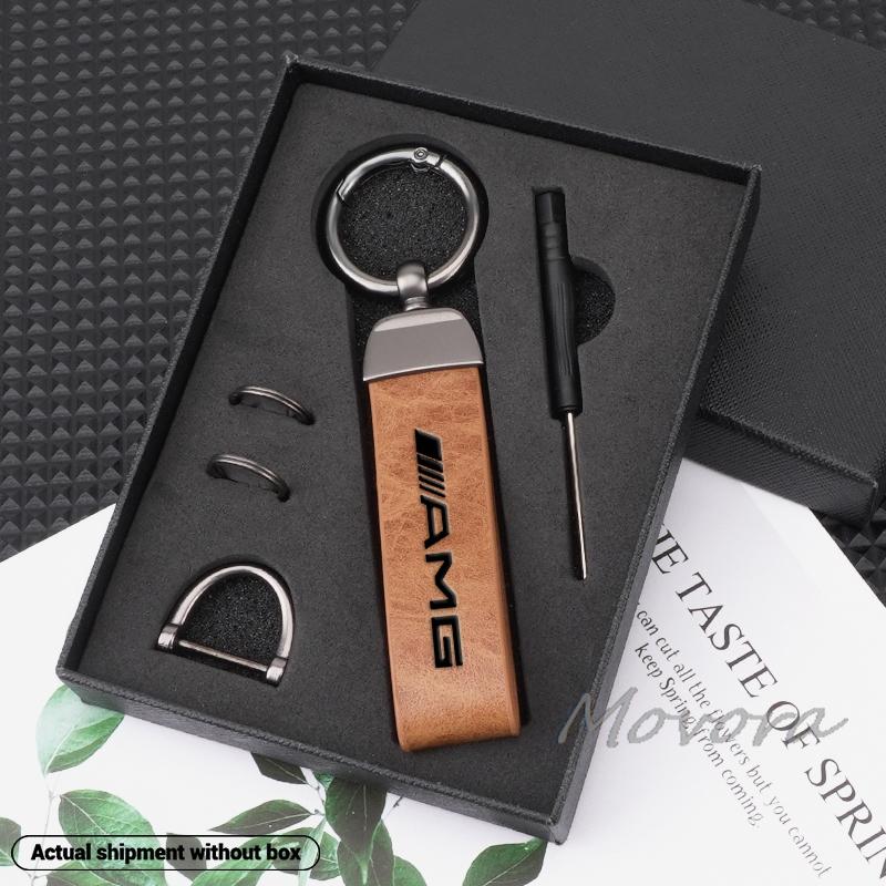 New Metal Leather Car Keyring Keychain Anti-Loss For Mercedes Benz AMG W212 W204 W211 W168 W213 W205 W210 W124 C E S-Class JD2