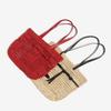 Borsa Tote in Pelle Lavorata a Maglia con Logo, Grande Capacità, Borsa da Shopping Francese, Casual e Semplice, Borsa da Spiaggia a Secchiello Monocolore