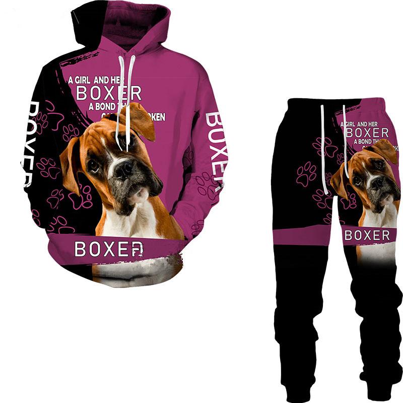 Rottweiler Hund 3D Gedruckter Hoodie Sweatpants Männlich Frühling Herbst Lässige Sweatshirts Herren Trainingsanzug Set Mode Herrenbekleidung Anzug