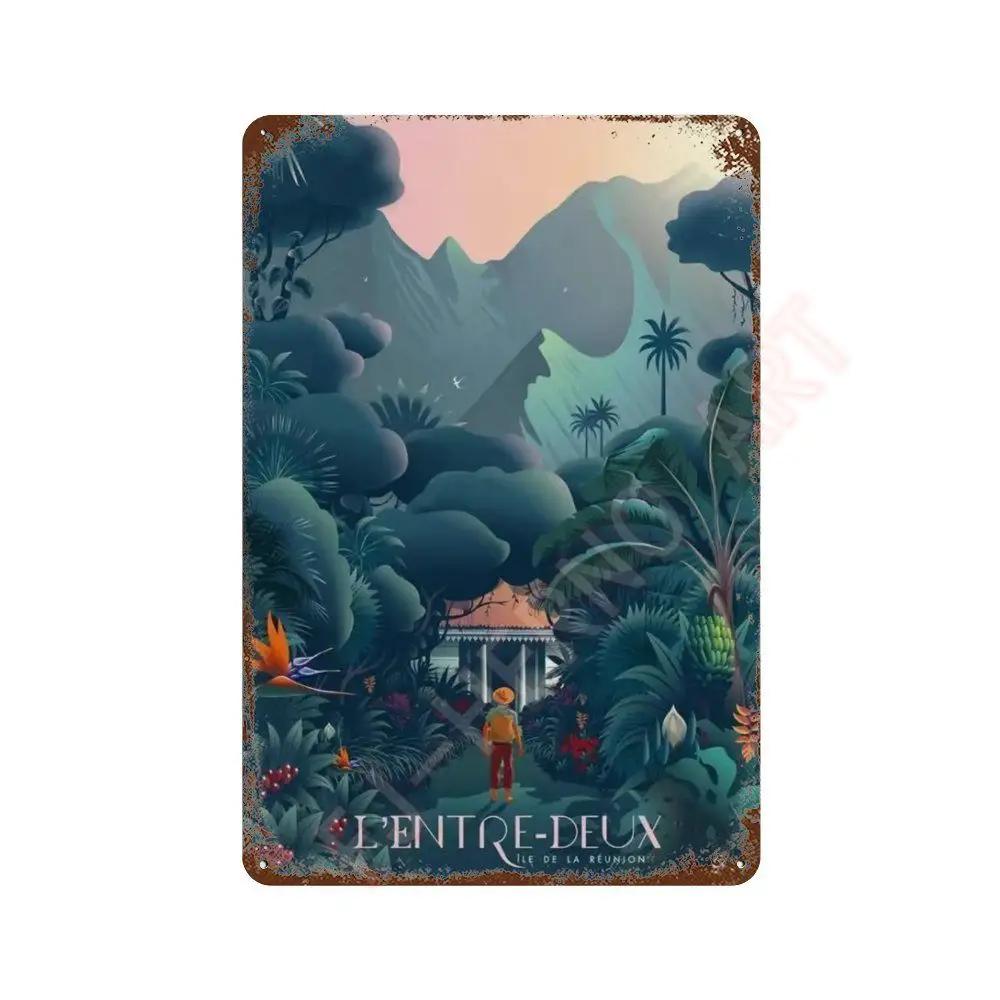 Nordic Travel Poster Aesthetic Vacation Illustration Metal Tin Sign Plaque Wall Mural Plates Home Decoration Kawaii Room Decor