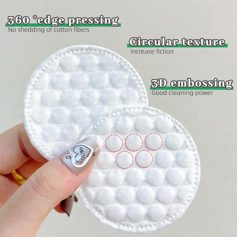 Large Pearl Texture Cotton Pads 100pcs Double Sided Round Soft for Makeup Remover Face Cleansing