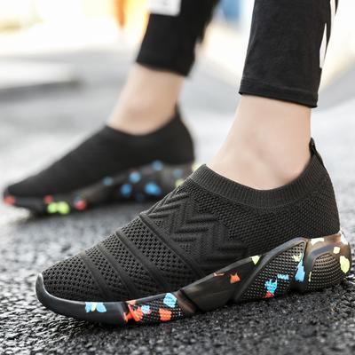 Couples Fashion Breathable Socks Solid Color Flyknit Sports Shoes Men's and Women's Outdoor Casual Shoes One Kick Off