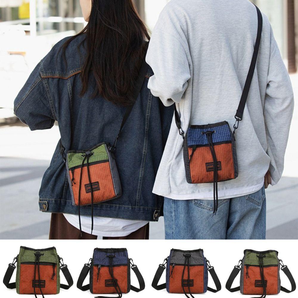 Sports Crossbody Phone Pouch Korean Style Patchwork Square Bag Casual Nylon Shoulder Bag Man