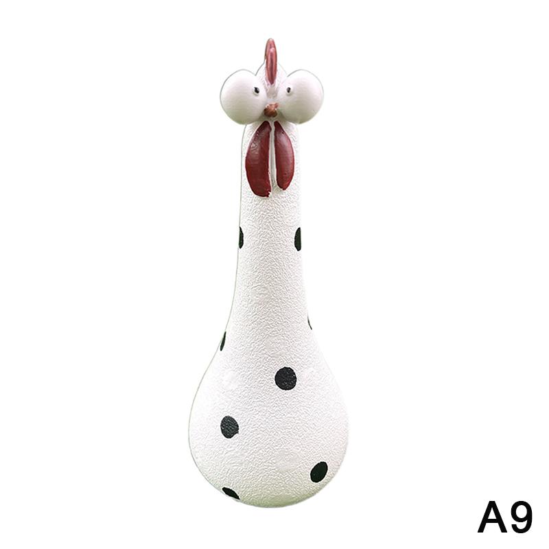 

Quirky Big-Eyed Chicken Figurine Colorful Polka Dot Resin Statue Long Leg Chicken Expressing And Joy Garden Yard Decor