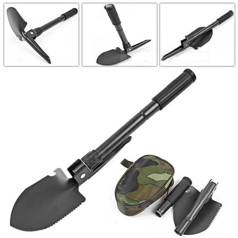 Portable Foldable Shovel With Compass Multi Purpose For Camping Hiking Backpacking Gardening Hiking Accessories Outdoor Tools