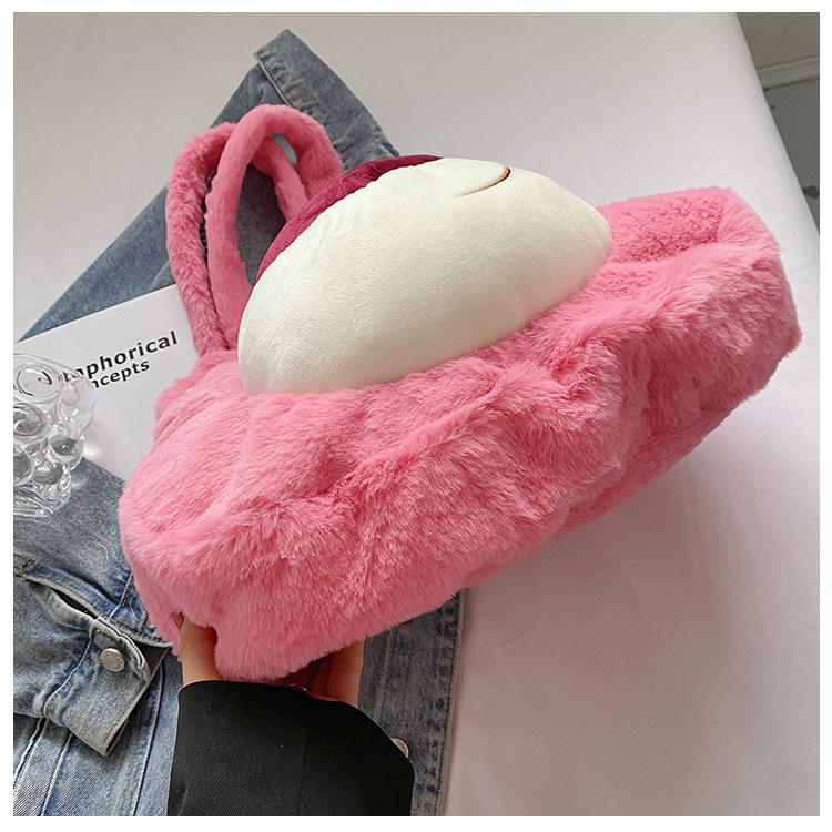 Strawberry Bear Plush Bag 2023 - Personalized Large Capacity Sweet Tote for Girls