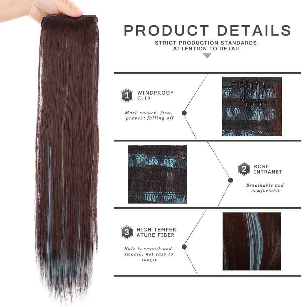 Syntetisk hästsvans highlight peruk kvinnlig rem rakt hår COS rak hästsvans förlängd naturlig peruk