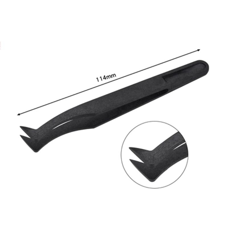 8 Styles Black Carbon Fiber Plastic Tweezers Kit for Nail Art DIY Picking Needle Nose Pointed Curved Flat Tip Tweezers