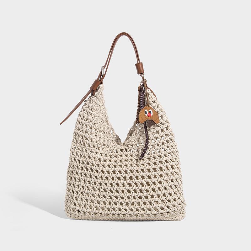 Hand-woven Straw Bag for Women, Large Capacity, 2025 New Summer Style, Single Shoulder Crossbody, Beach Vacation Tote Bag