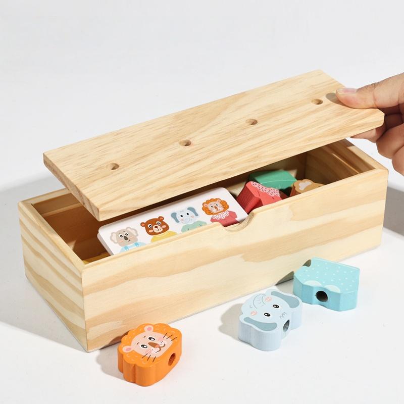 Montessori Wooden Animal Stacking & Dress Up Blocks Children's Early Education Change Clothes Dressing Game Colorful Puzzle