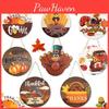 Beautifully Crafted Fall Harvest Wooden Door Hanger Featuring Whimsical Turkey Designs
