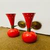 Shiny Red Wall Sconce Pair 1950s Mid Century Brass Italian Diabolo Wall Sconce Light Fixture 2 Bulb Pair