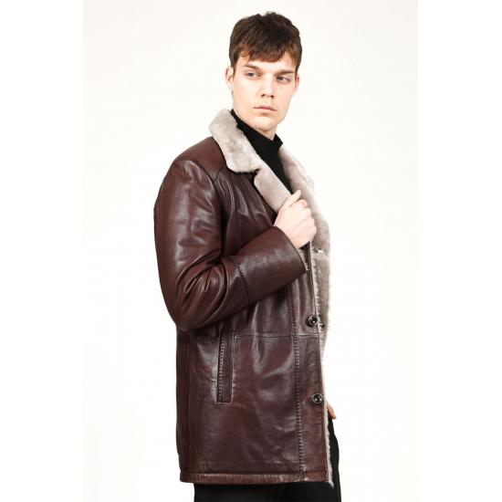 Herrenmantel, pflanzlicher Innenmantel aus echtem Leder