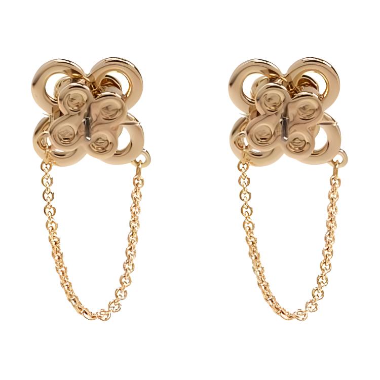 Tory Burch Cable Design Brass Glass Titanium Steel Earrings Women earrings Gold POIZON1119358 F,Gold