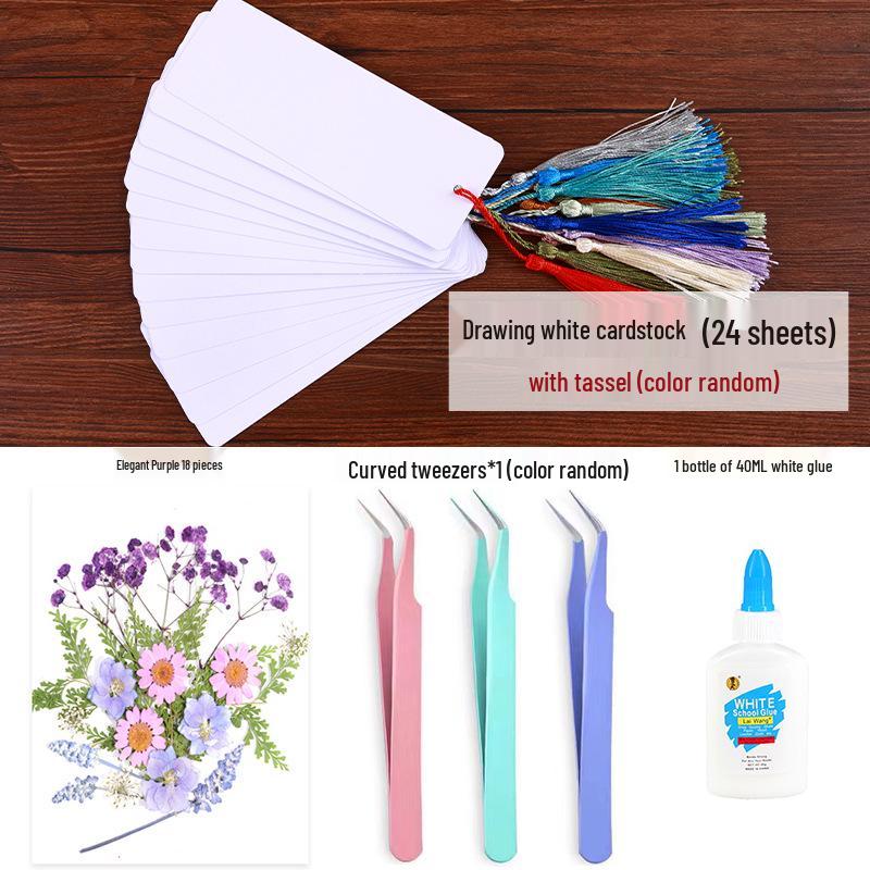 Creative DIY Bookmark Kit: Blank Cards with Embossed Dried Flowers and Leaves