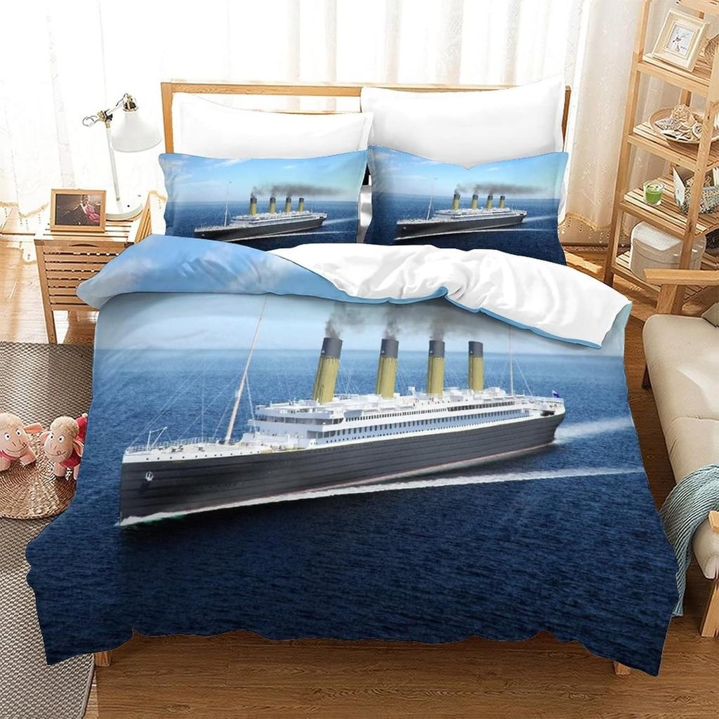 Exquisite 3D Titanic Ship Ocean Wallpaper Romantic Love Print Bedding Set Duvet Cover Comforter Bed Youth Kids Girls Boys Gift