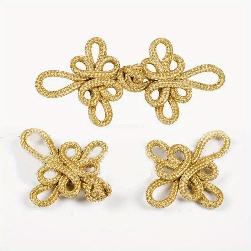 5PCS Gold Wire Chinese Cheongsam Button Dragonfly Knot Fastener Closures