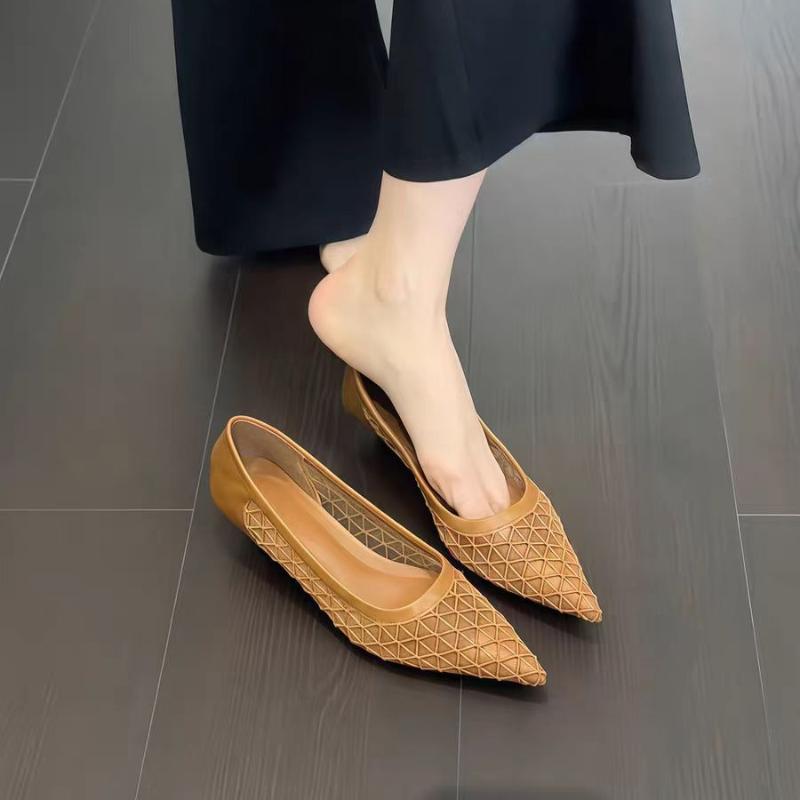 Fashion Brand Pointed Toe Pumps Women  Mesh Breathable Mlues Dress Shoe Female Shallow Elegant Designer High Heels Ladies