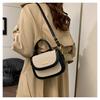 Borsa a sella portatile con texture premium da donna, nuova borsa a tracolla messenger retrò alla moda con inserti a contrasto di colore