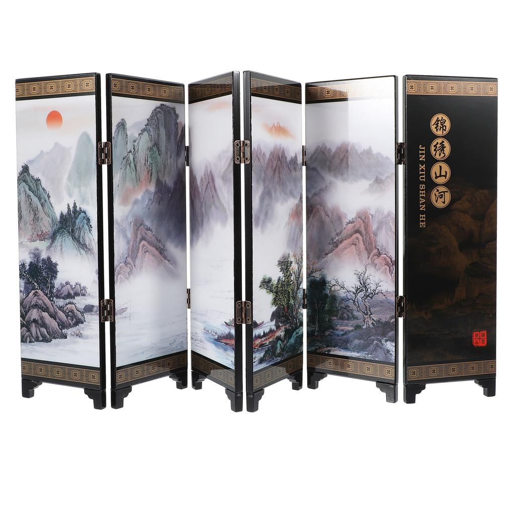 Screen Mini Chinese Folding Panel Desktop Dividers Lacquerware Privacy Model Tabletop Props Desk Divider Screens Oriental