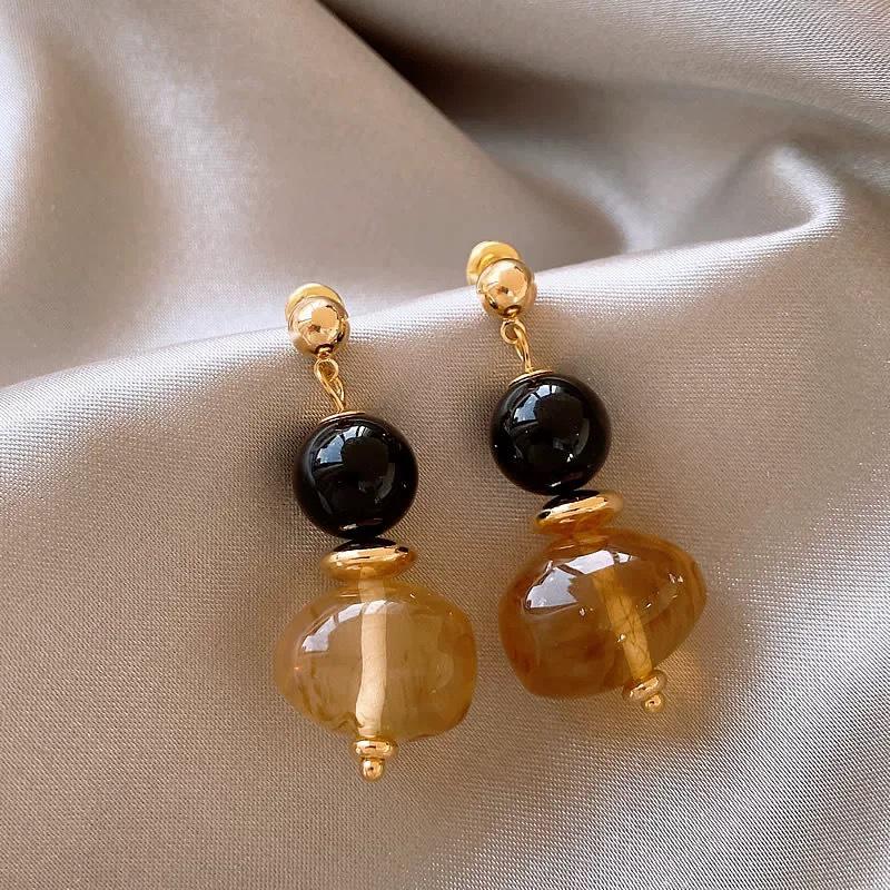 

Винтажные серьги-пусеты из тигрового глаза янтарно-коричневого цвета - Элегантные осенне-зимние украшения