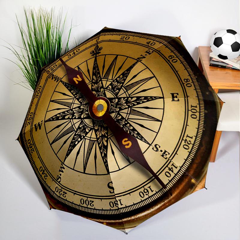 Navigational Compass Umbrella Automatic Open/close, Sturdy Iron Frame & 8-Rib Struct, Umbrella for Women & Men, Christmas Gifts